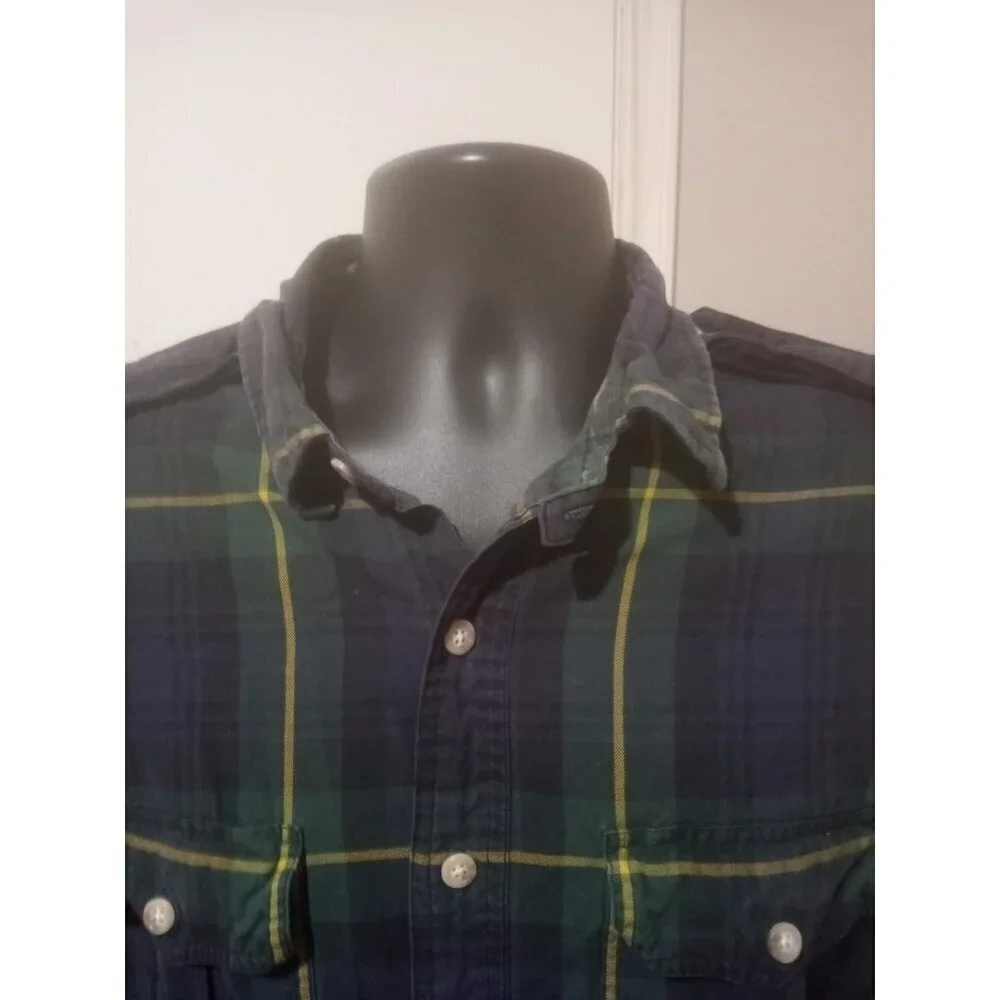 Polo Ralph Lauren Shirt Men's Plaid size XL Long Sleeve Green Blue Cotton